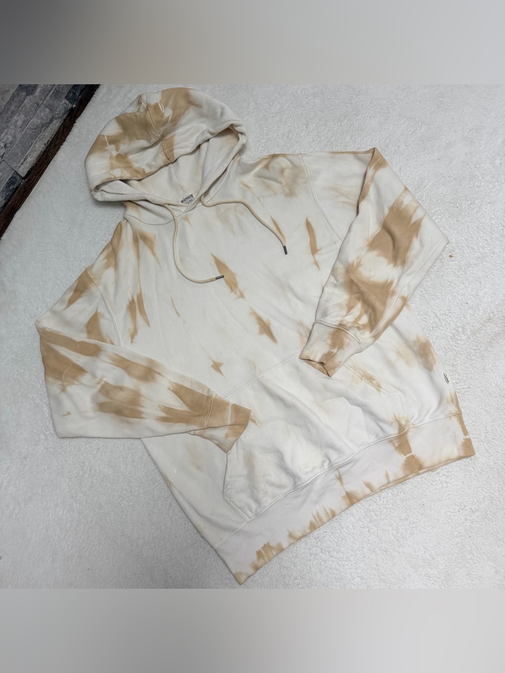 Bonds Men's Beige & Cream Tie-Dye Hoodie